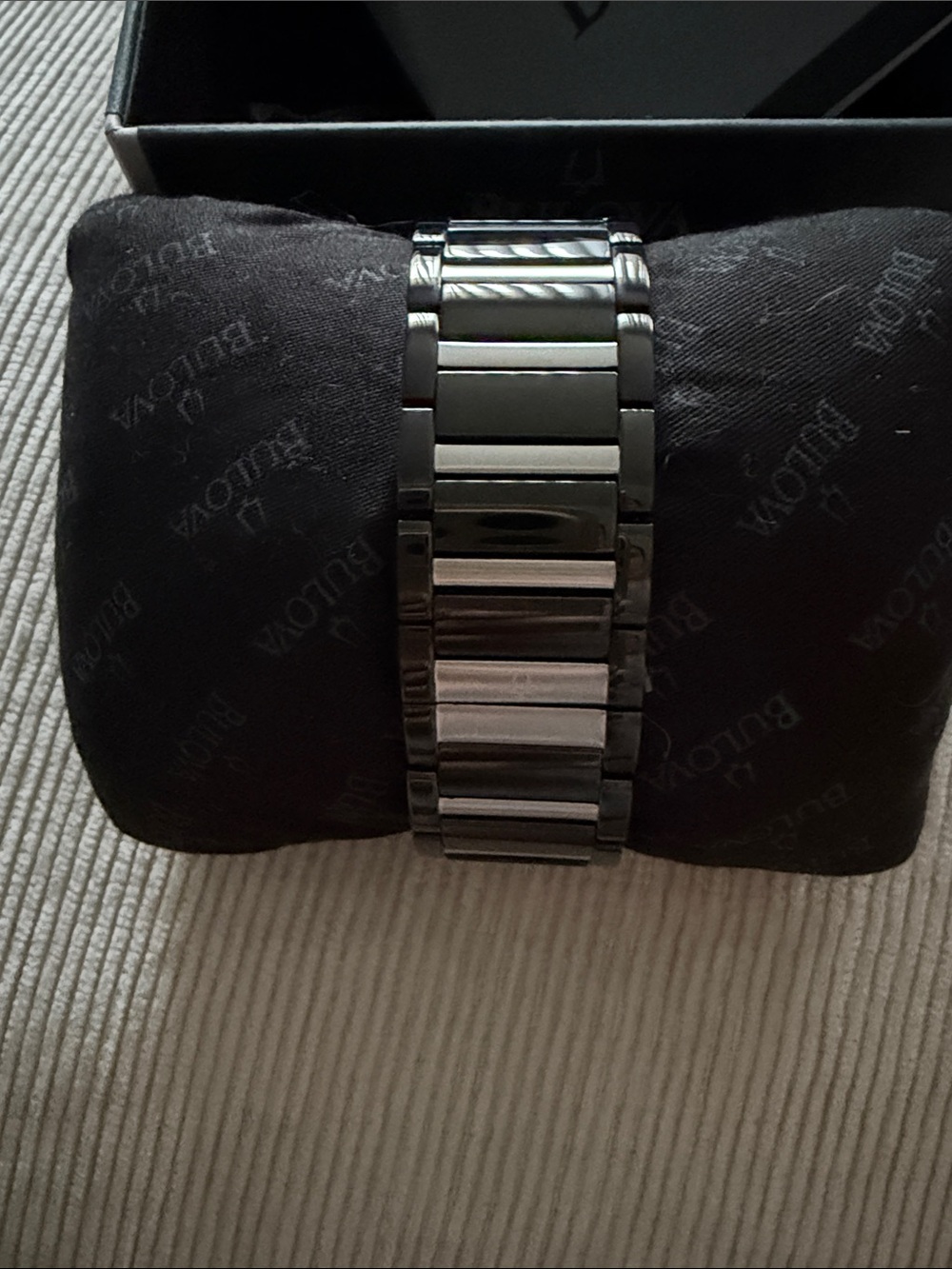 Bulova Men's Black and Silver Watch in Branded Box - Picture 3 of 3